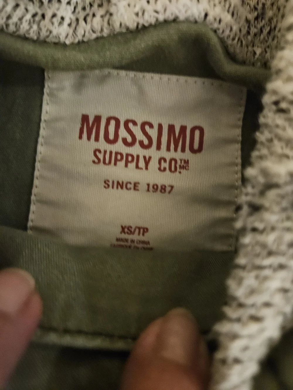 Mossimo Supply Co. Two-Tone Olive Utility Jacket with Knit Hood